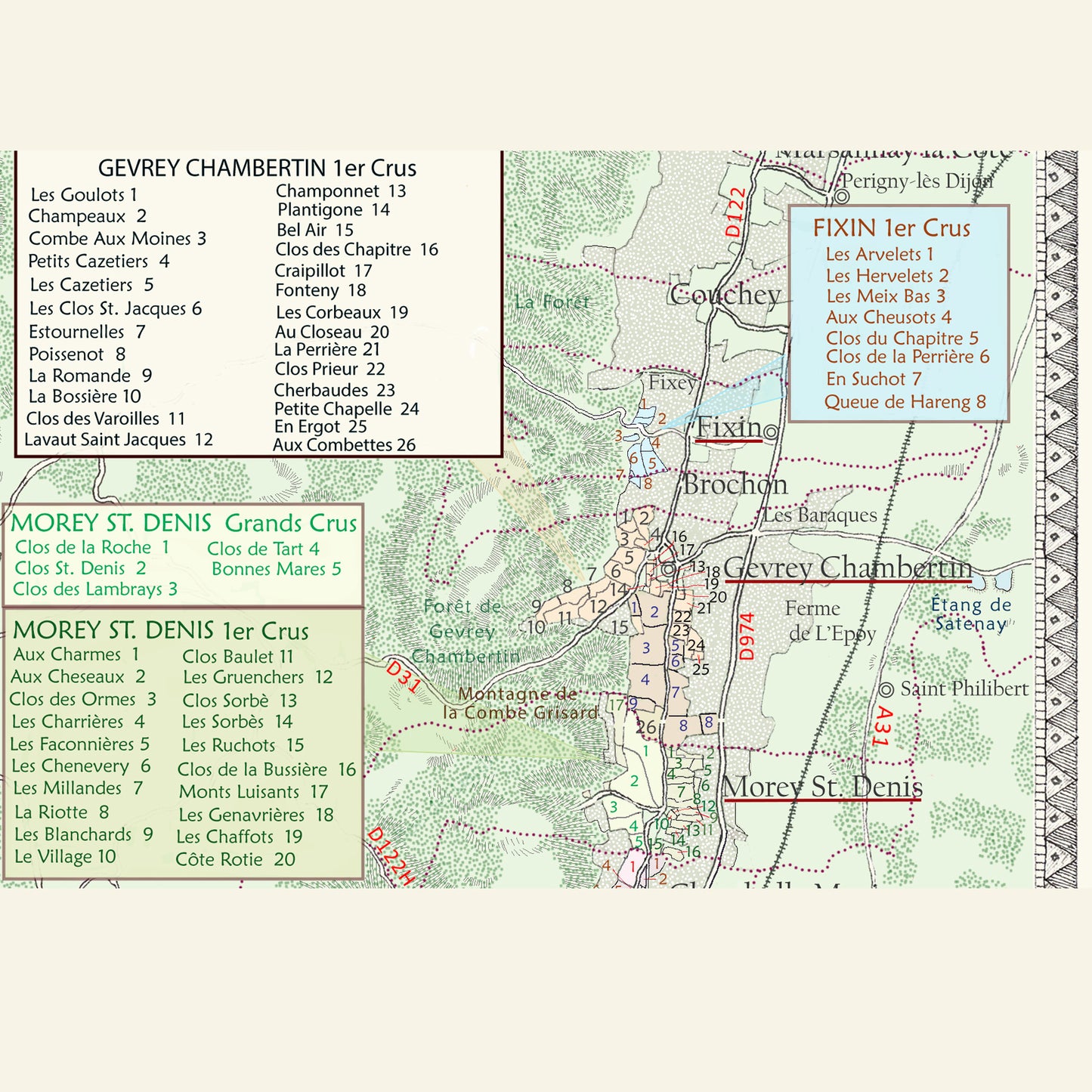 Section of Burgundy wine map