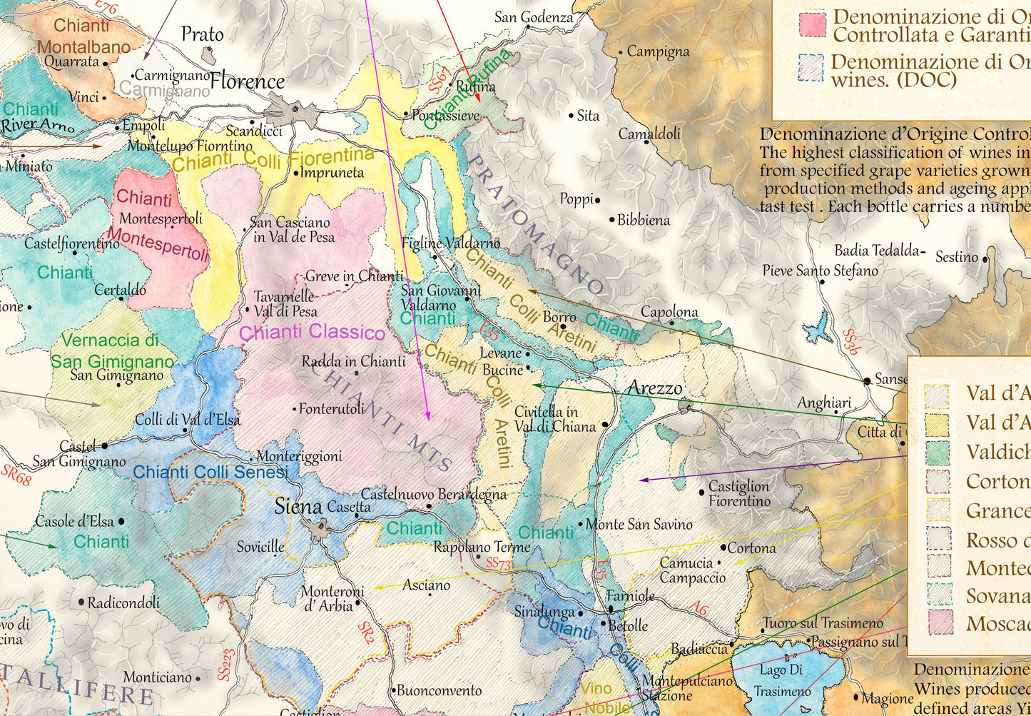 Tuscany wine map