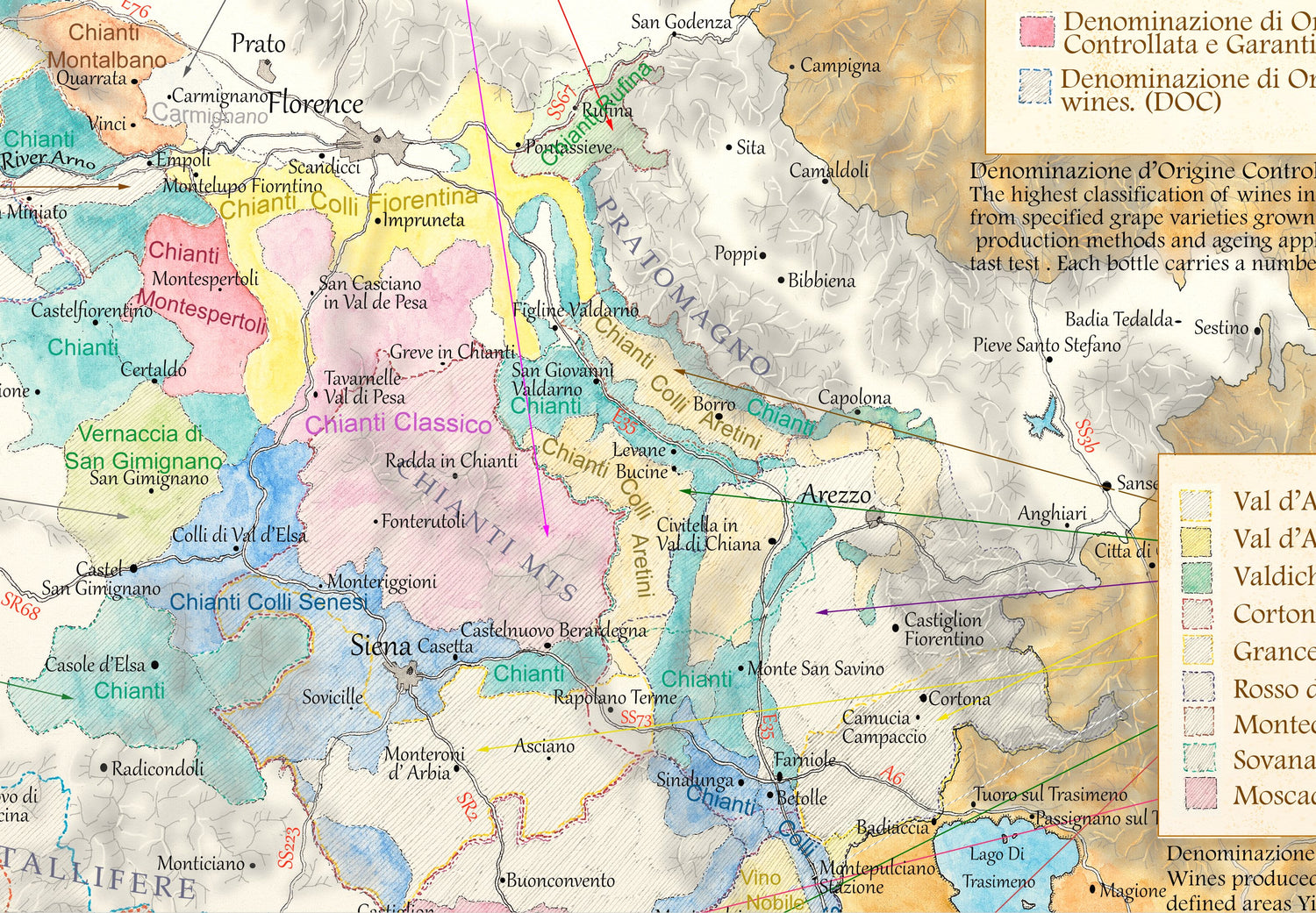 Tuscany wine map