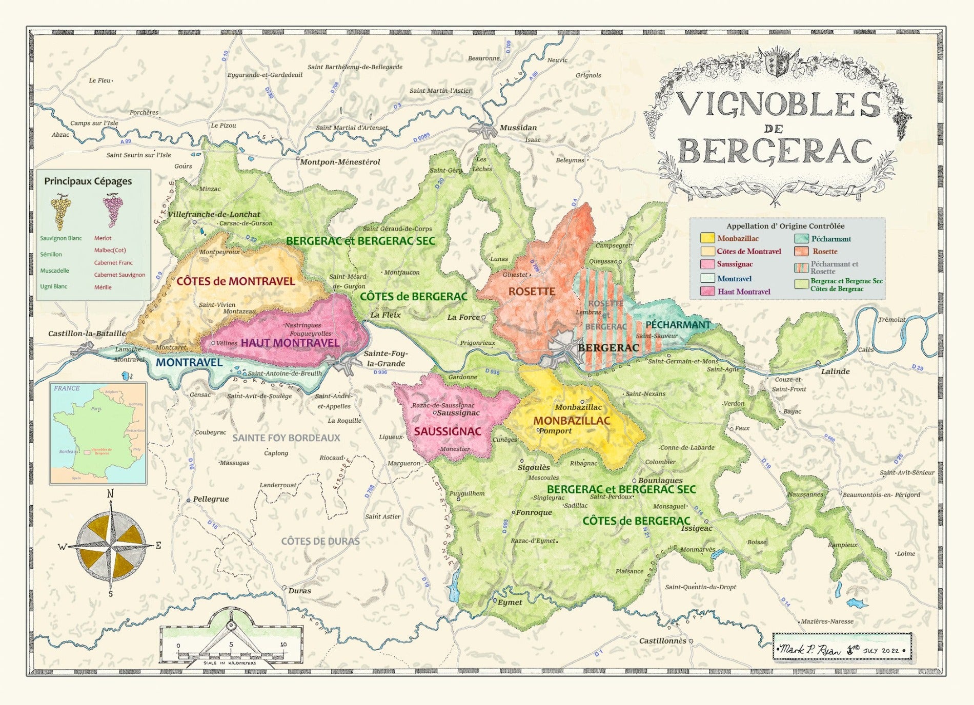 Bergerac wine map