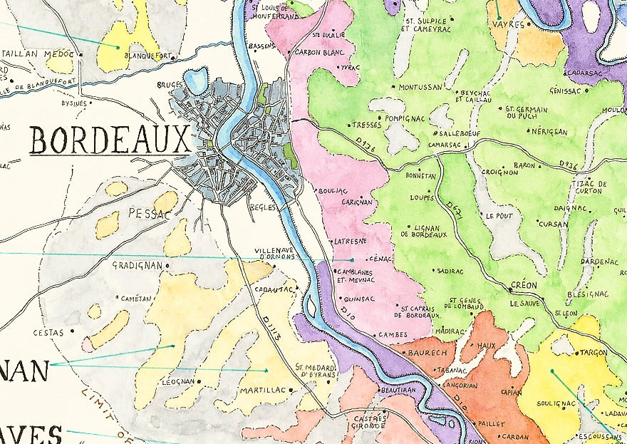 small piece of Bordeaux wine map