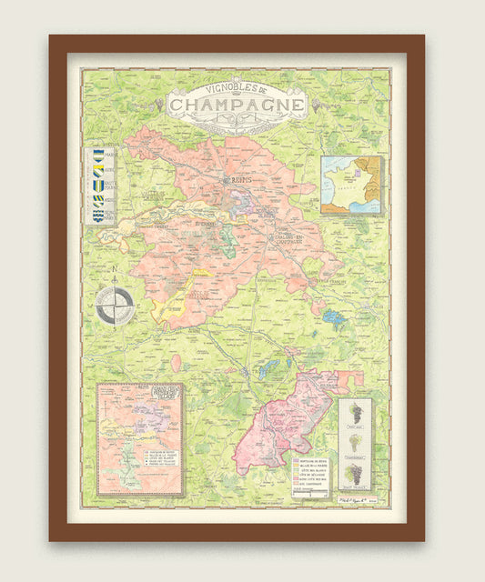 Champagne wine map, Carte des Vins de Champagne