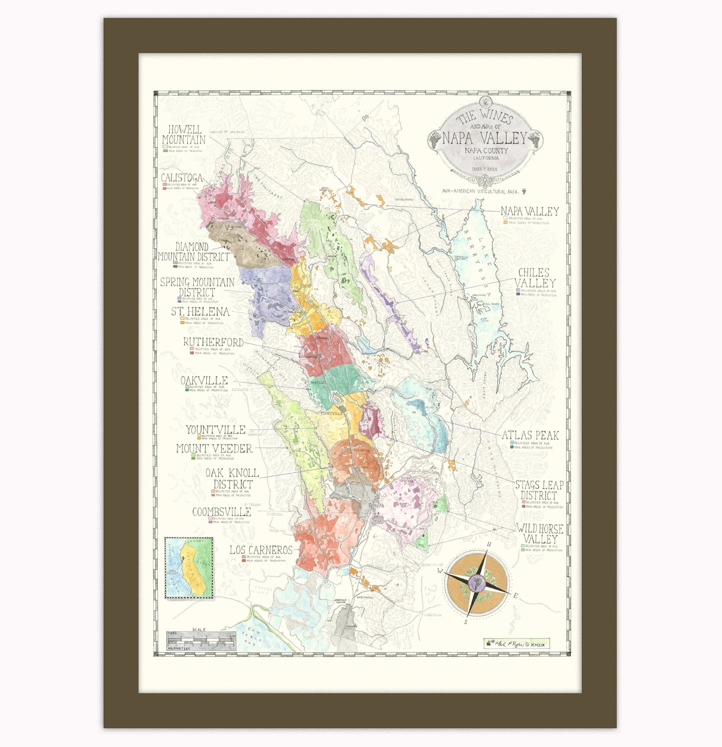 Napa Wine map, map of the Napa Valley wine regions