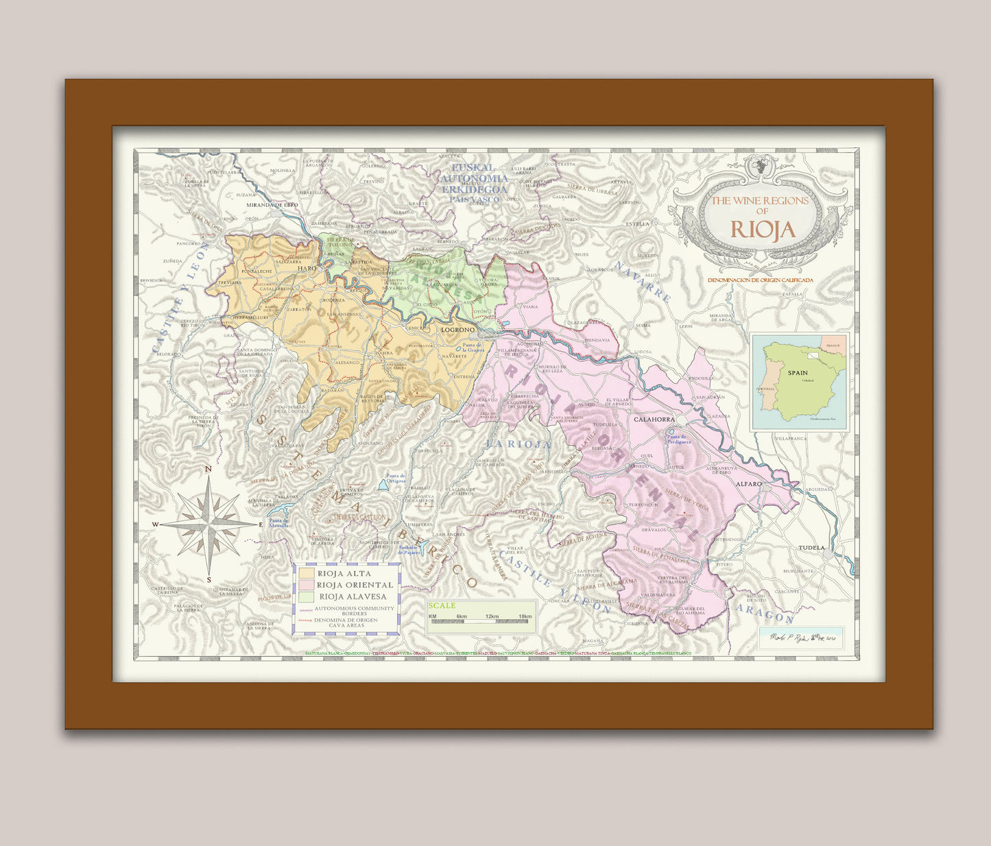 Wine map of Rioja, Spain