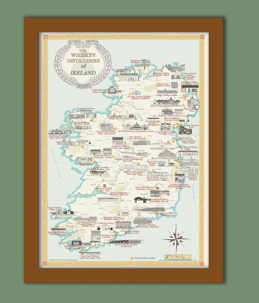 Whiskey Distilleries Map of Ireland, Irish Distilleries map